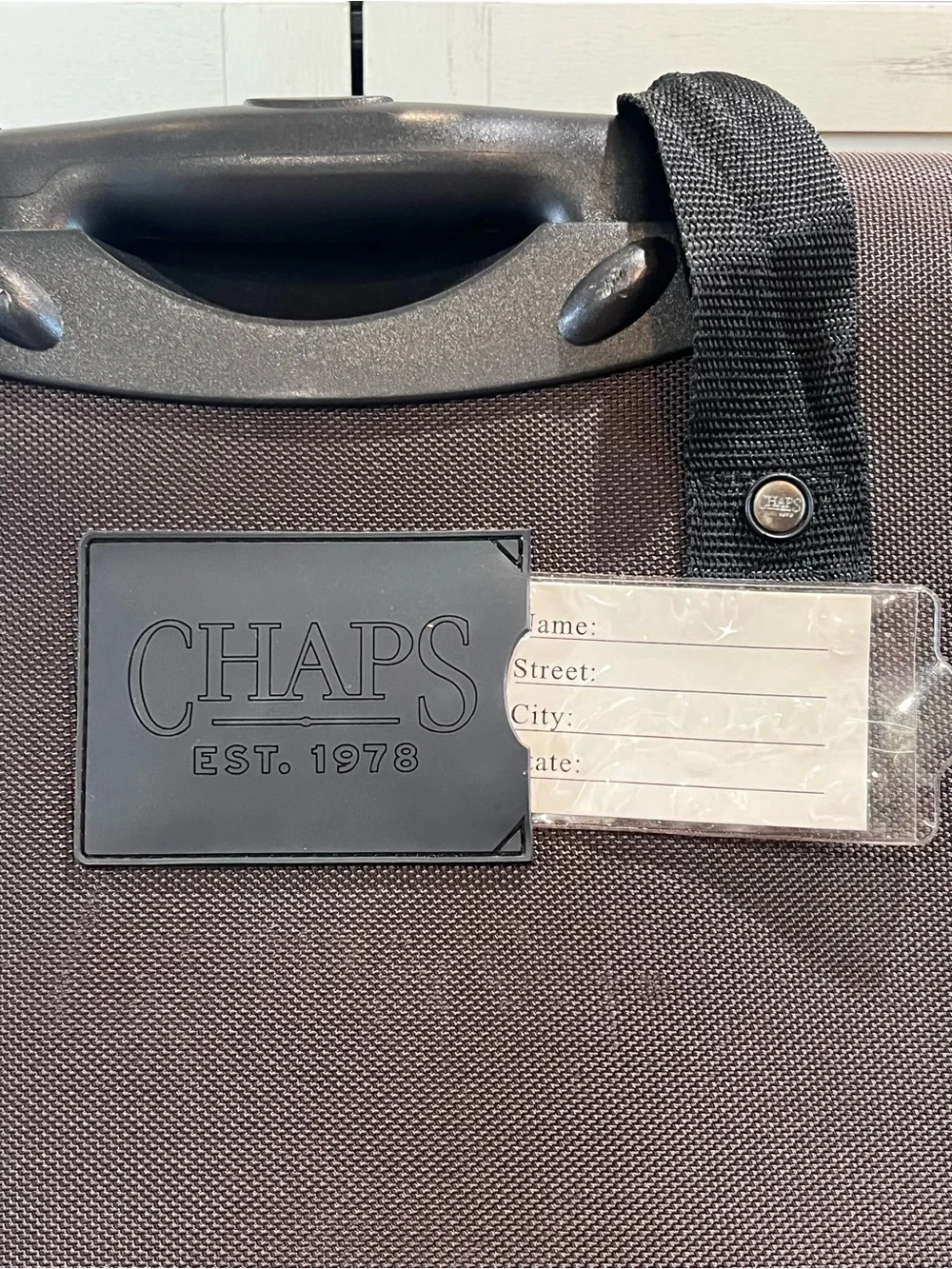 Chaps Rolling Laptop Bag Carry-on Suitcase Espresso & Black
